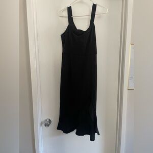 Black womens dress midi with slit